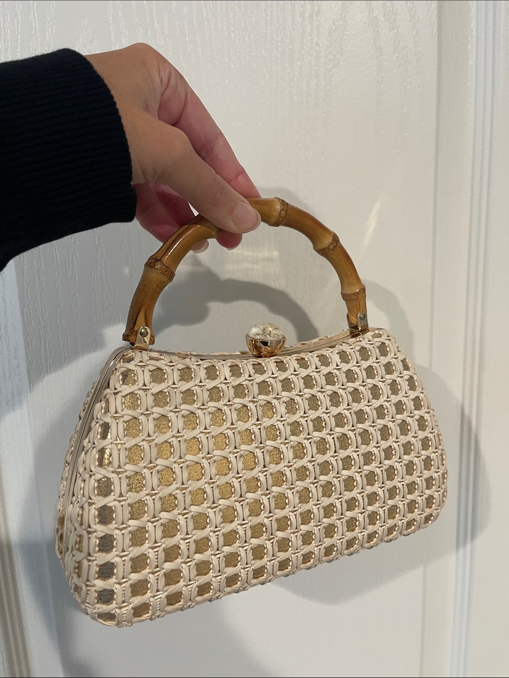 Tommy Bahama woven metallic handbag